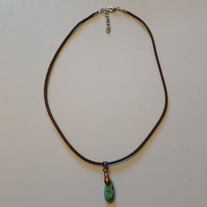 Kingman Turquoise Shelly Belle Necklace Green & Blue With Brown Matrix